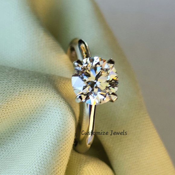 IGI 1.50CT Round Lab Created Diamond Engagement Ring In 14k Gold,H-VS1 - Picture 5 of 13